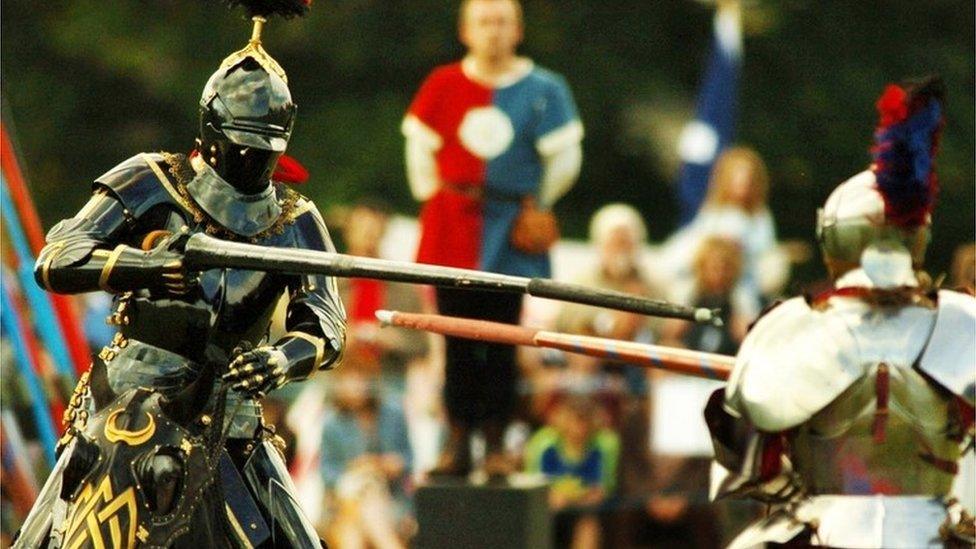 Knights jousting