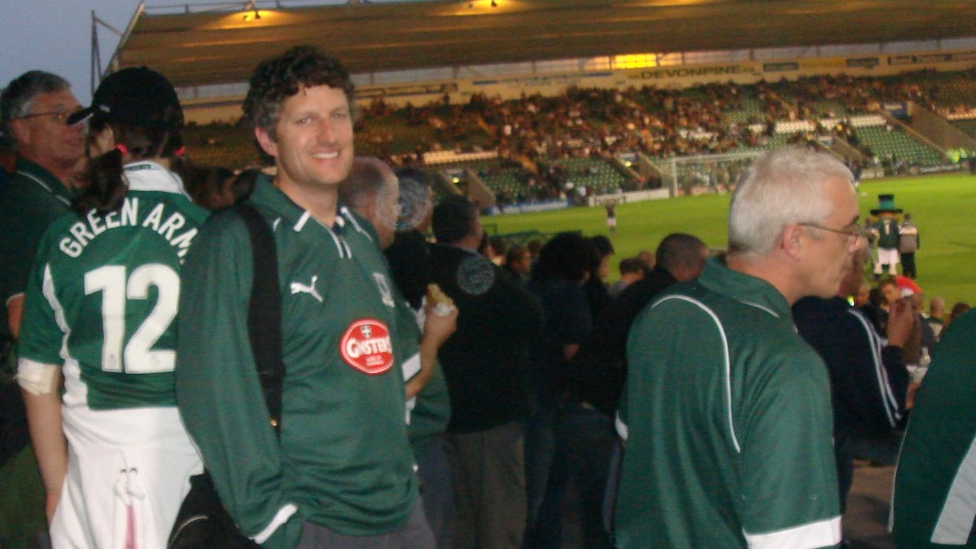 Troy watching a game at Home Park