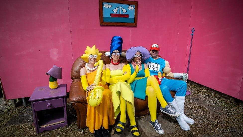 Festival-goers as The Simpsons