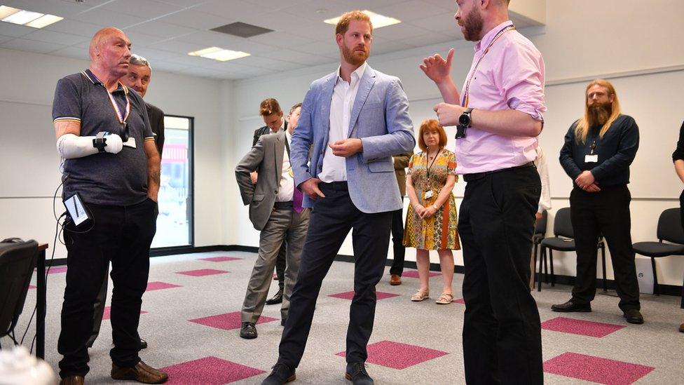 Duke of Sussex meets the team behind the VR rehabilitation project during a visit to Sheffield Hallam University