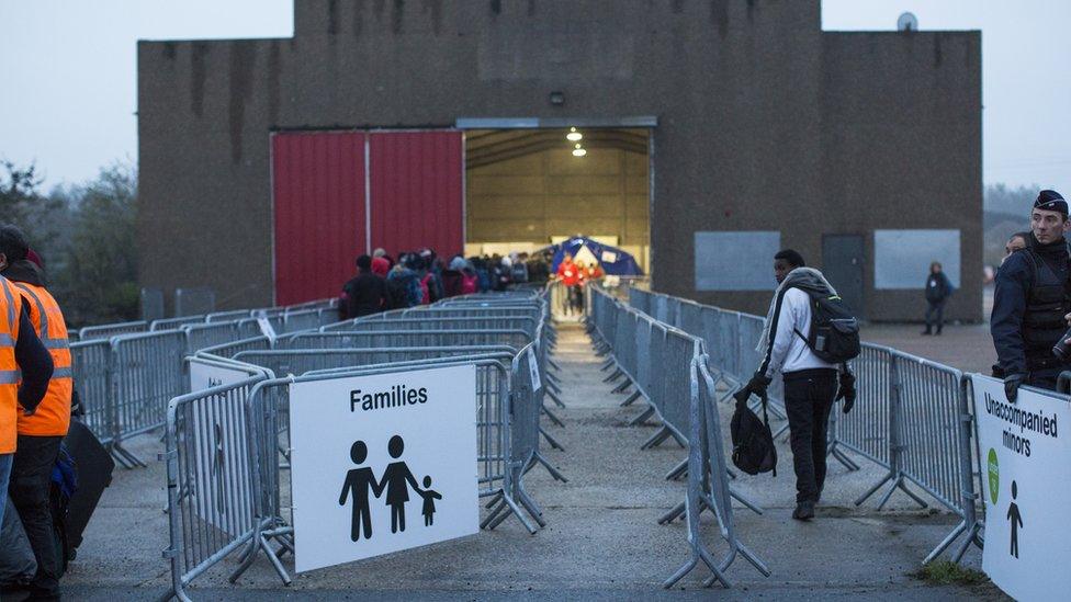 Entrance of reception centre where migrants are to register before being relocated in other parts of France.