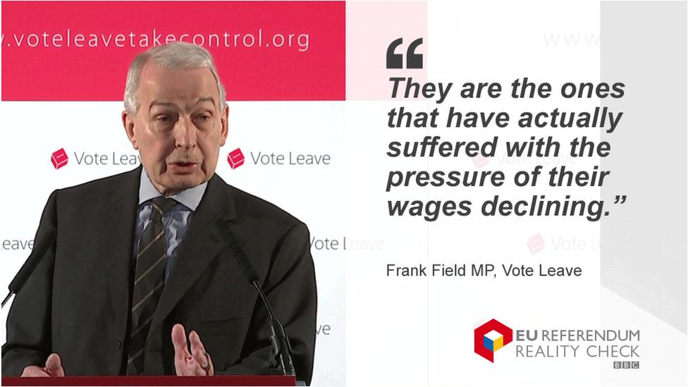 Frank Field saying: They are the ones that have actually suffered with the pressure of their wages declining.