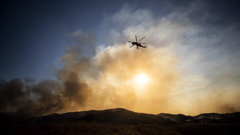 Helicopter over fire