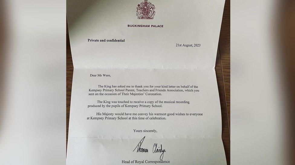 Letter from Head of Royal Correspondence