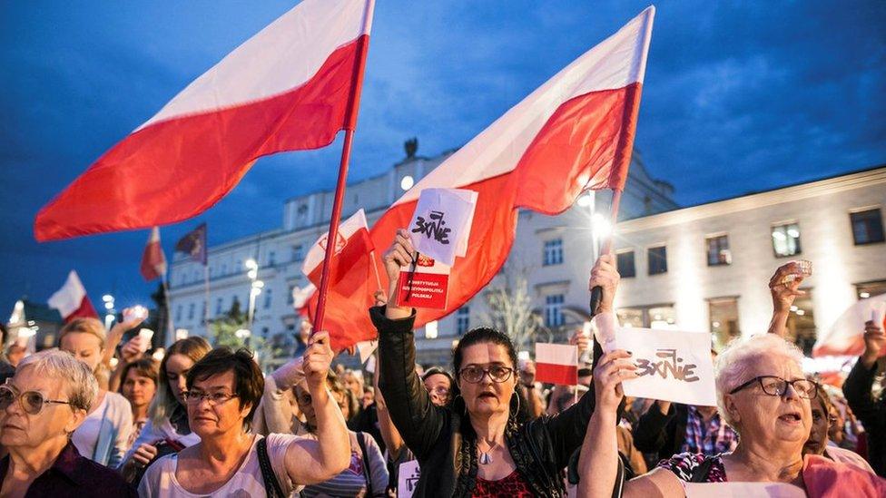 A protest in Lublin on 23 July