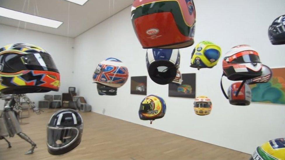 Top Gear exhibition, suspended crash helmets