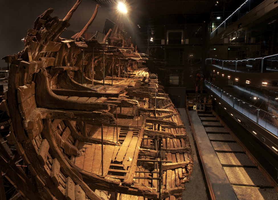 The Mary Rose wreck in its new museum hall