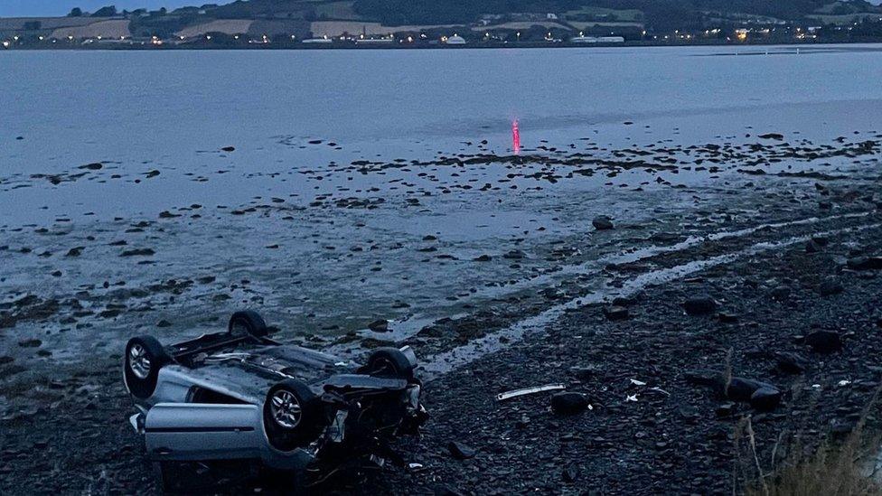 Car overturned off Portaferry Road