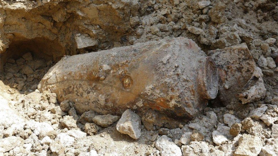 Close up of World War Two bomb