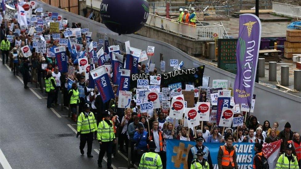 nurses protesting in London about bursaries