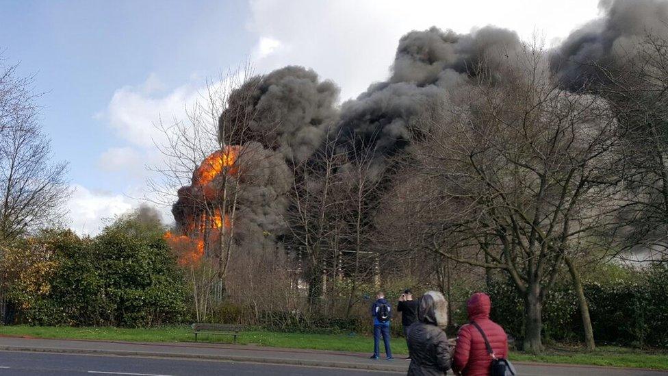 Fire at the substation on Ravensbridge Drive in Leicester