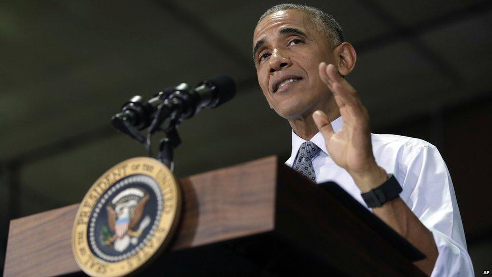 President Obama speaks to members of the military community, in Fort Lee, Virginia, on 28 September 2016