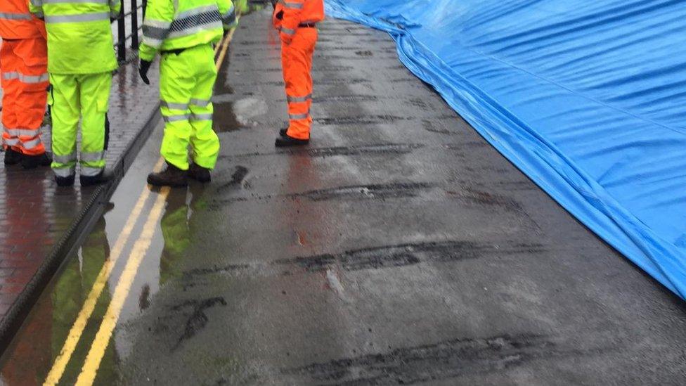 The road near flood defences