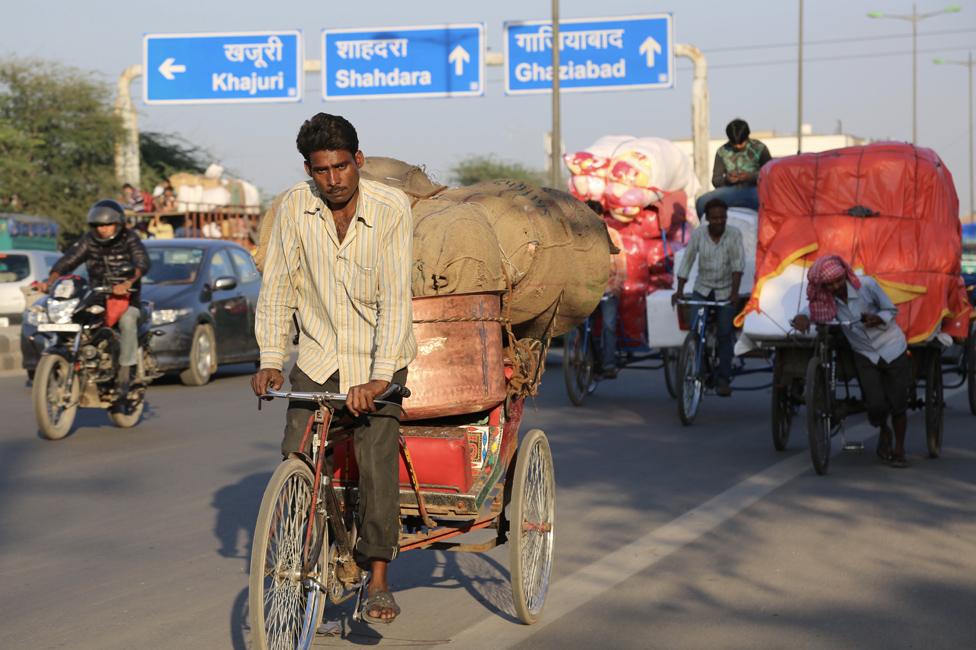 A busy road in Delhi