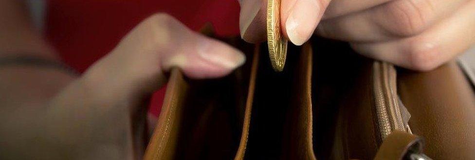 Close up hand and purse