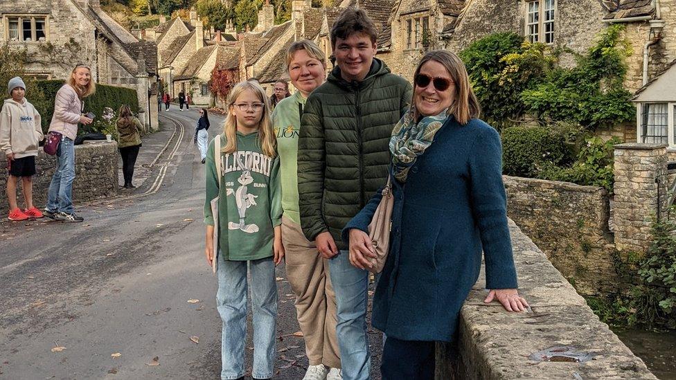 L-R Andrii's sister Milana, mother Liza, Andrii and Gillian Durrant