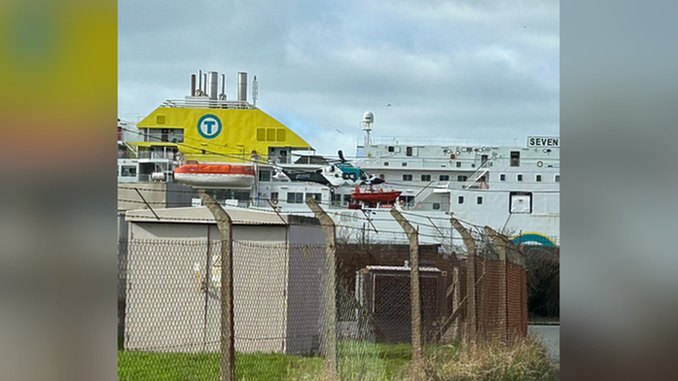 An air ambulance by Newhaven Ferry Port