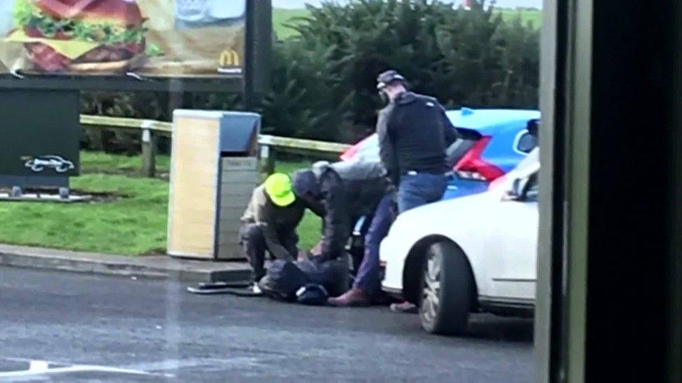 Shocked diners look on as gang are arrested in McDonald's in Abroath