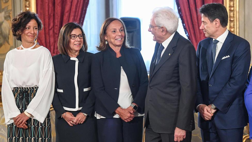 Italian Technological Innovation Minister Paola Pisano, Transport Minister Paola De Micheli, Interior Minister Luciana Lamorgese