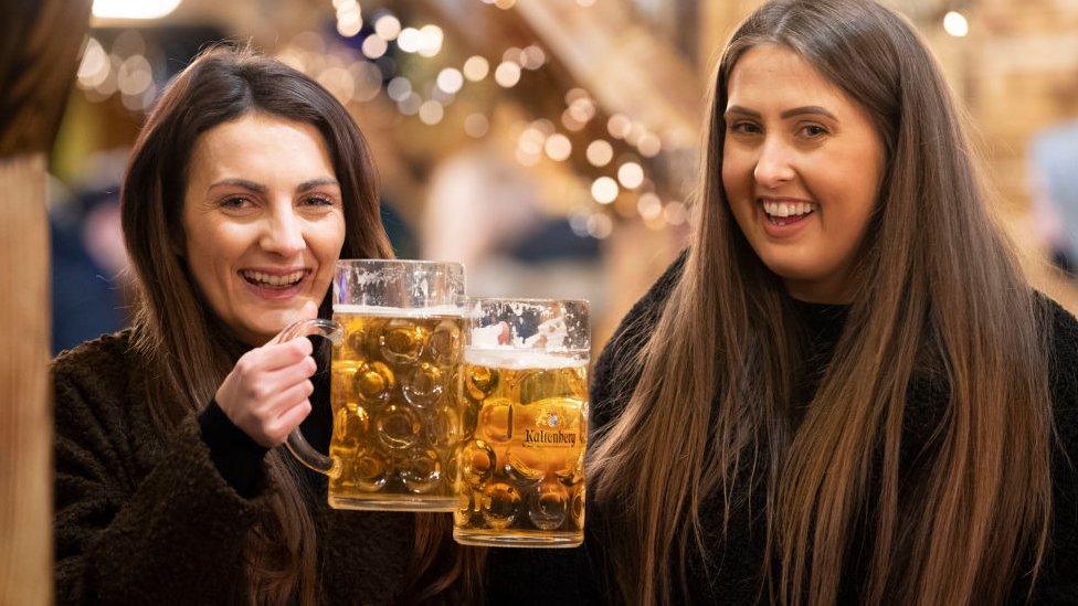 Women having a drink in Cardiff