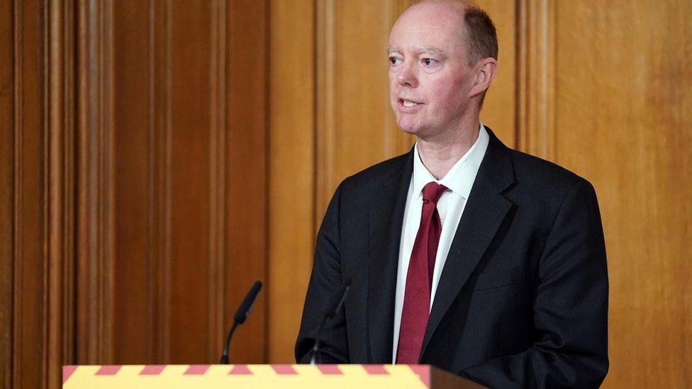 Chief Medical Officer for England Chris Whitty speaks during a COVID-19 Digital Press Conference at 10 Downing Street in London,