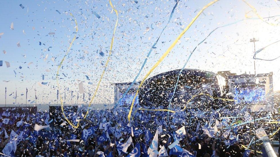 Brighton & Hove Albion fans celebrate after being promoted