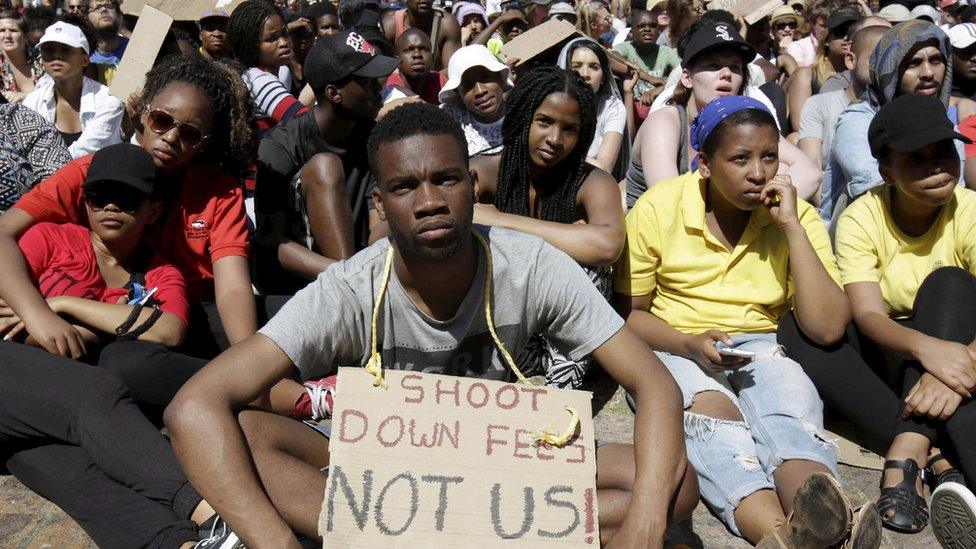 Students protest at the University of Cape Town, South Africa - 22 October 2015