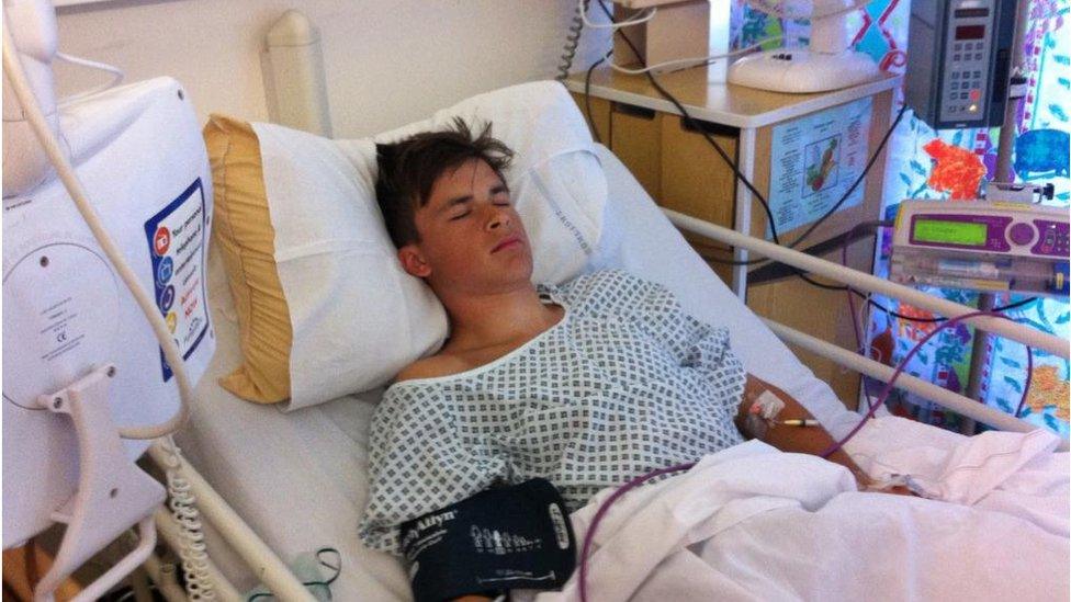 Ross after his first operation before chemotherapy started