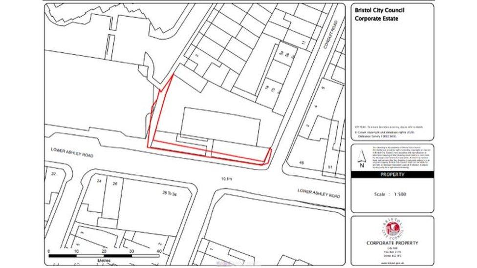 Map showing land owned by Bristol City Council Highways marked in red