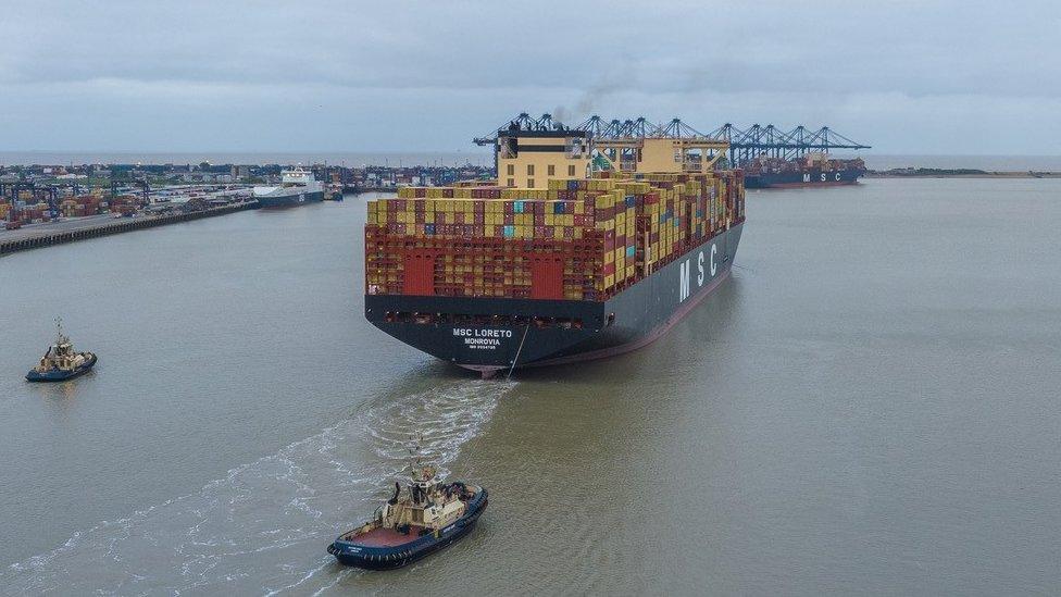 MSC Loreto leaving Felixstowe