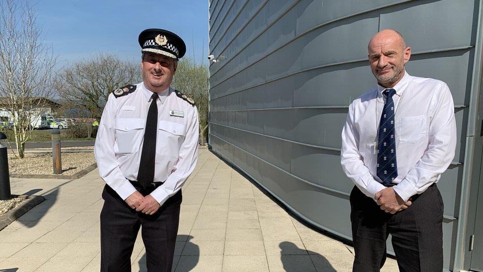 Chief Constable of DPP Mark Collins and Chief Executive of Pembs Council Ian Westley