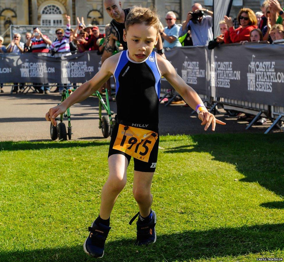 Bailey competing in triathlon