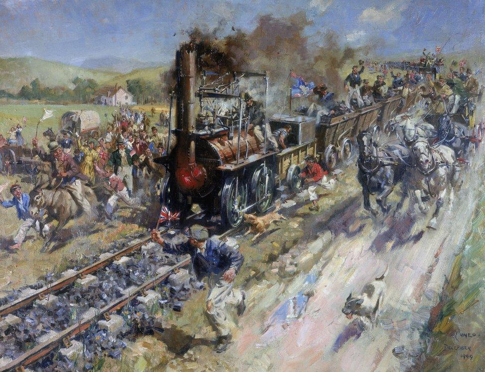 Painting in 1949 by Terence Tenison Cuneo of the railway's inaugural journey