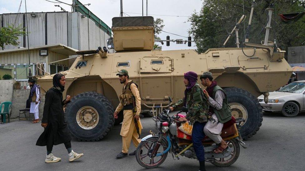 Taliban fighters patrol in Kabul