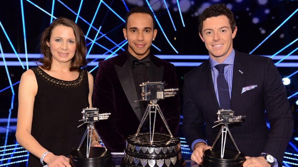 BBC Sports Personality 2014 top three - Jo Pavey, Lewis Hamilton and Rory McIlroy