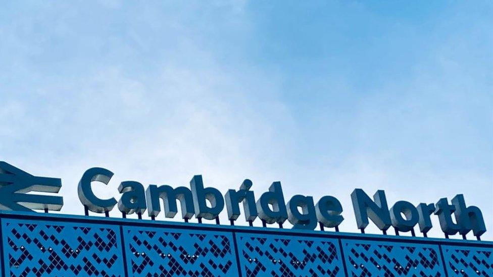 A sign for Cambridge North rail station