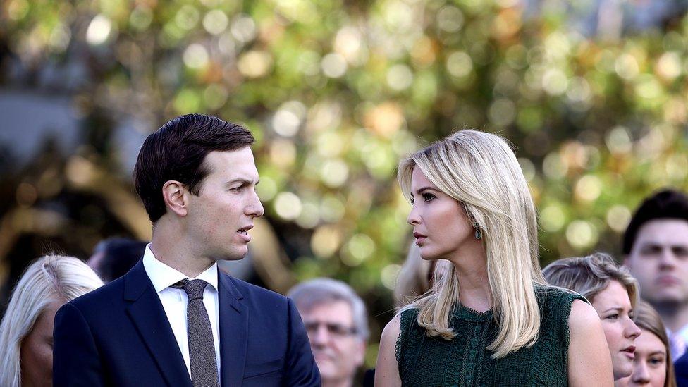 Jared Kushner (L) and Ivanka Trump (R) at the White House in September 2017.