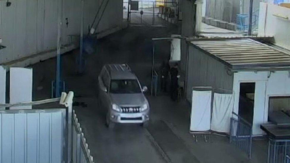 Picture alleged to show Romain Franck in a diplomatic vehicle crossing into Israel from Gaza