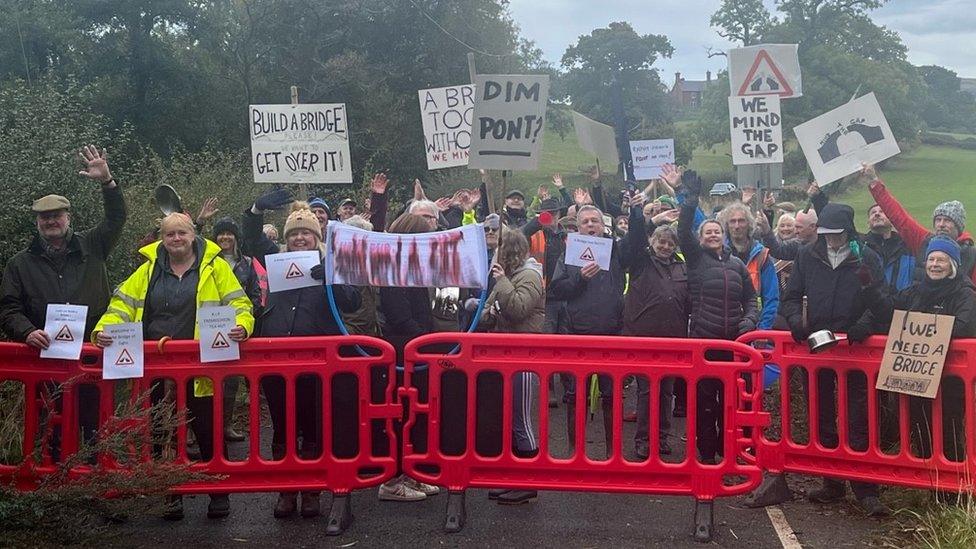 Placard-waving protesters