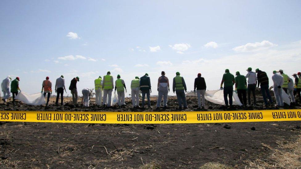 Investigators at the Ethiopian Airlines crash site