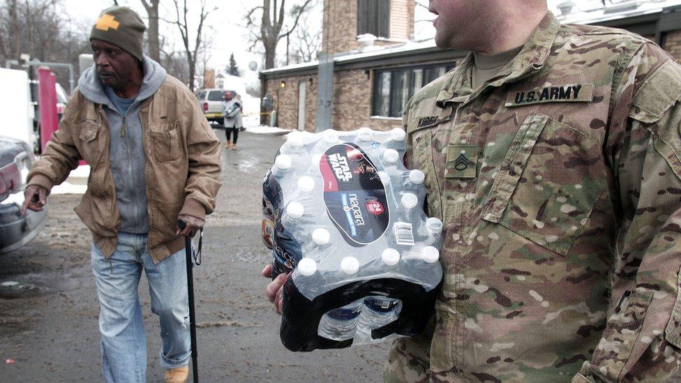 national guard with water