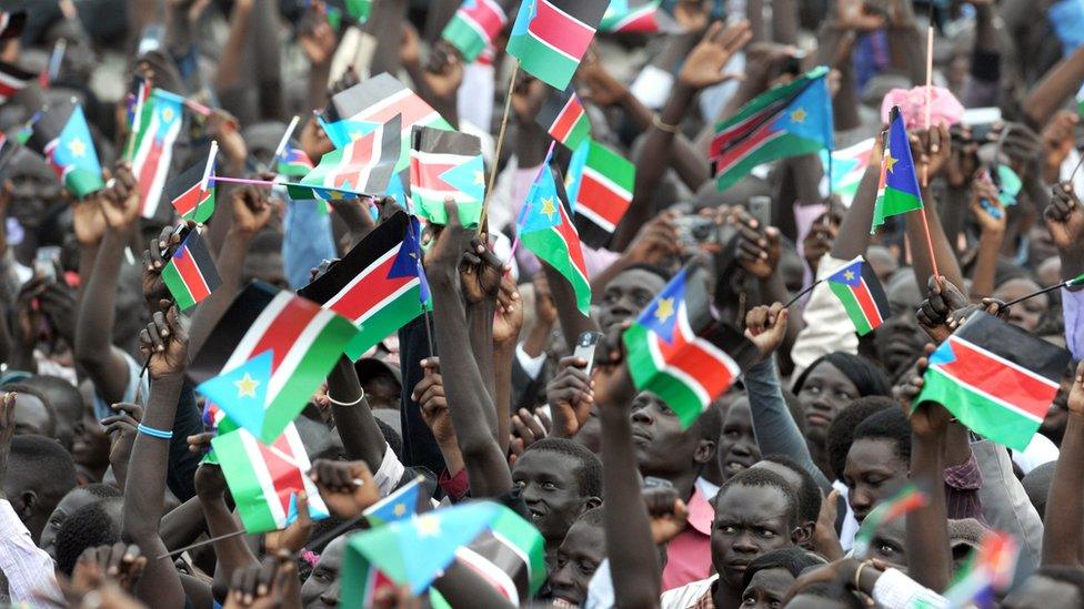 South Sudanese celebrate independence on 9 July 2011