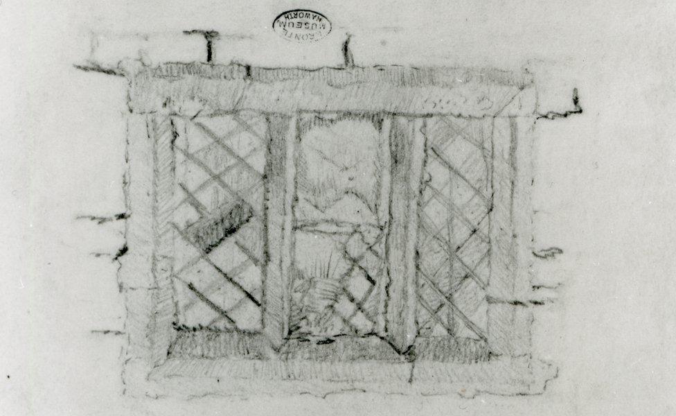 Emily Brontë's pencil sketch of a window, 1828