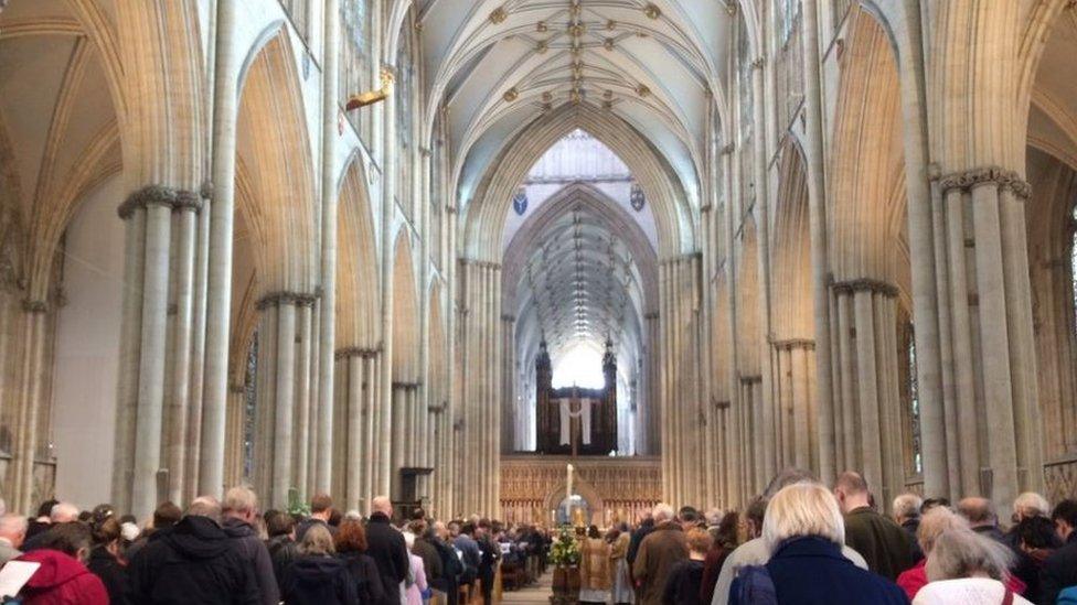 The congregation inside York Minster