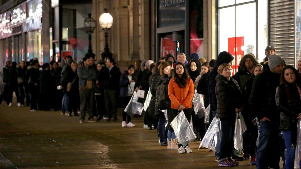 Shoppers queuing for Boxing Day sales in Princes Street, Edinburgh