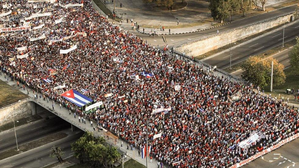 May Day parade on Revolution Square in Havana, 1 May 2018