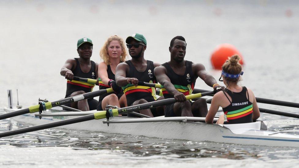 Zimbabwe's para-rowers compete in th the LTA mixed coxed four in n Rio de Janeiro, Brazil - Sunday 11 September 2016