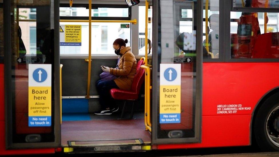 Woman on London bus