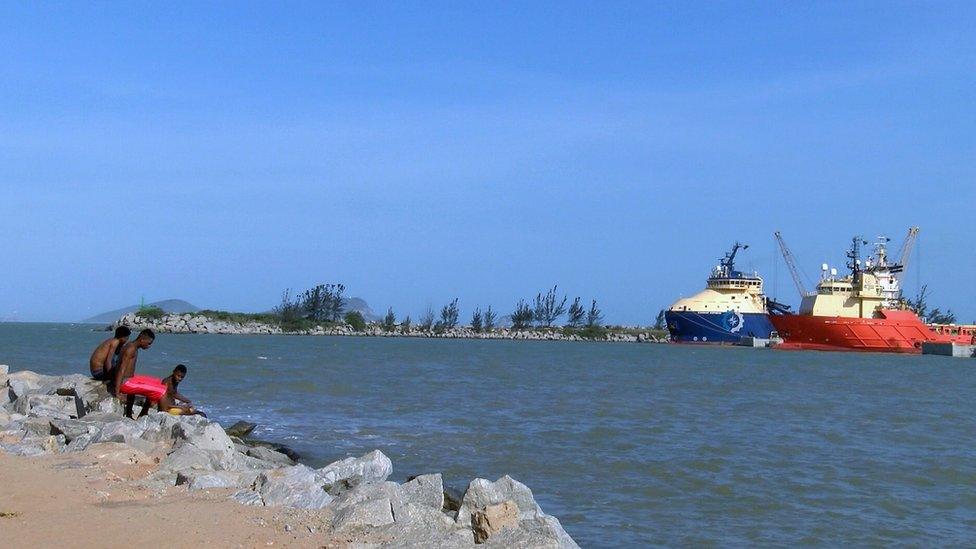 Oil industry boats moored in Macae