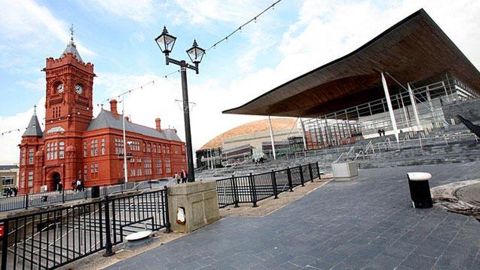 Senedd and Pierhead building in Cardiff Bay